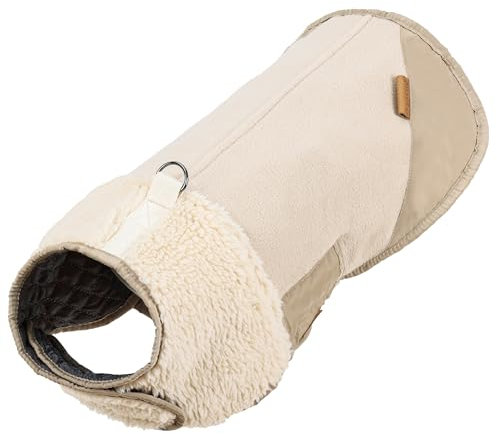 Duuclume Pufferweste, Hundejacke, Baumwollmantel für kaltes Wetter, winddicht, warme Hundeweste, verdickte Baumwoll-Fleecebekleidung, verstellbarer Mantel für kleine und mittelgroße Hunde (Beige/M)