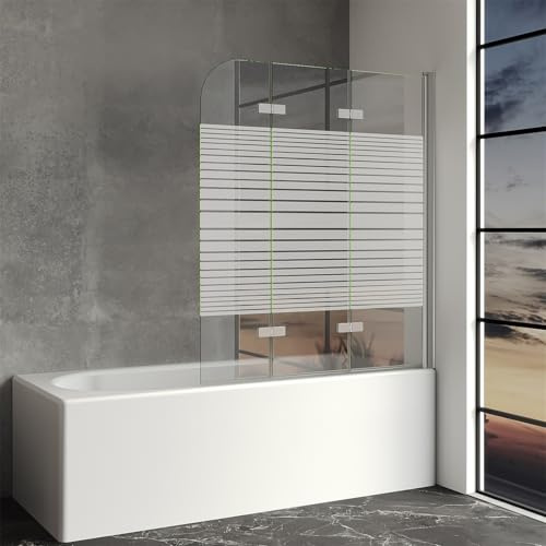 IMPTS Duschwand für Badewanne 130x140 cm Duschtrennwand Faltbare 3-teilig