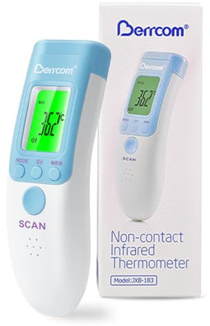Berrcom Fieberthermometer Kontaktlos Stirnthermometer für Babys Infrarot Digitales Medizinisches Thermometer mit Fieberalarm
