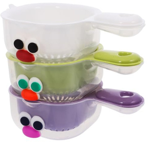 Ciieeo 3pcs Double Layer Fruit Washing Bowls with Efficient Drainage, Compact Kitchen Drain Basket for Fruits and Vegetables Storage, Assorted Colors