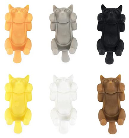 JOERBABU Weinglas-Marker aus Silikon, liegend für Katze, 6 Stück