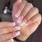 24PCS Long Square False Nails - Fake Nail with Flower Nails French Tip with Glue - Stick on Nails for Women Girls Valentines Days Nails Art (French White)