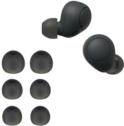 kwmobile 6x Replacement Ear Tips Compatible with Sony WF-C700N - Silicone Tips for Earphones - Dark Grey