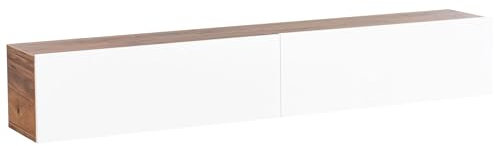 Meuble TV Mural Minimaliste Etagère de Rangement Multimédia 180 cm en Panneau Particules de Bois Blanc et Marron Gladstone