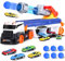 Herefun Camion Giocattolo Trasportatore, Giocattolo da Corsa Pieghevole per Bambini, Camion Macchinine con Sonori e Luminosi, Grande Trasportatore Veicoli, Regalo per Bambini 3 4 5 6+
