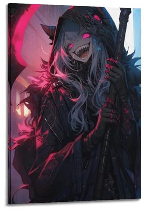 ZPAUEHFB Dekoratives Poster, Motiv: Anime-Mädchen, Anime-Mädchen mit Sense, dekoratives Gemälde, Leinwand, Wandposter und Kunstdruck, moderne Familienschlafzimmer-Dekoration, Poster, 40 x 60 cm