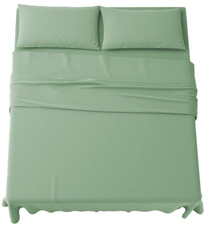 MAXIME MAISON - Completo Lenzuola Matrimoniali 4 Pezzi Set Lenzuola Matrimoniale in Microfibra Made in Italy, Completo Letto 1 Lenzuolo con Angoli, 1 Lenzuolo Sopra, 2 Federe, Verde