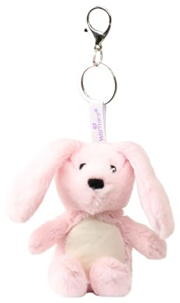 Warmies Bunny Bag Charm with Microfiber Screen Cleaner, 21cm French Lavender Scented Handbag Accessory with Screen Wiper for Phones, Laptops and Tablets