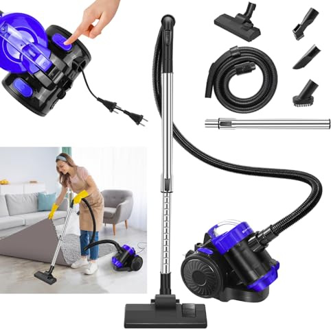 Cylinder Bagless Vacuum Cleaner with Washable HEPA Filter for Hardfloor, Carpet & Car, Compact & Lightweight, 1000W, 1.5L, Blue
