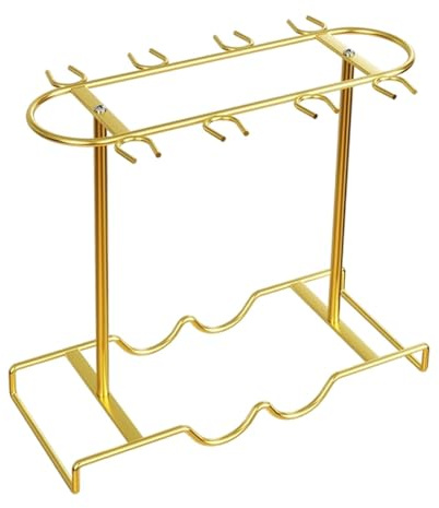 HuadaXtai Weinglashalter Stielgläser Aufbewahrungsregal Weinregal Gläserhalter mit Eleganter Metall Optik Als Stilvoller Blickfang für Bar Esszimmer Und Hotel, Gold