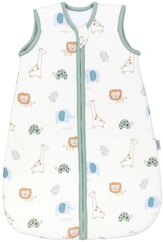 TupTam Baby Schlafsack 2.5 TOG – Warmer Winter Schlafsack Baby, OEKO-TEX, Ärmellos, Atmungsaktive Baumwolle, Farbe: Dschungel, Größe: 68-74