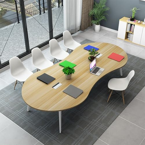 Konferenztisch aus Holz, Bootsform, runder Besprechungstisch für 4–6 Personen, Büro-Konferenzraummöbel, 300 x 120 x 75 cm, stilvolles und funktionales Design