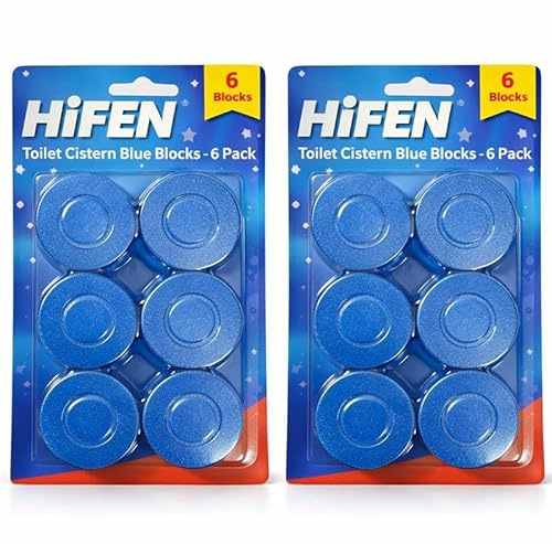 HiFEN®12 Pcs Toilet Cistern Blue Blocks – Active Toilet Cleaner & Freshener with Long-Lasting Fragrance, Helps Remove Limescale and Stains for an Odour-Free Bathroom
