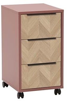 Schildmeyer Rollcontainer Piazza 160759, Mauve/Fischgräten Dekor, 32,6 x 39 x 59,7 cm