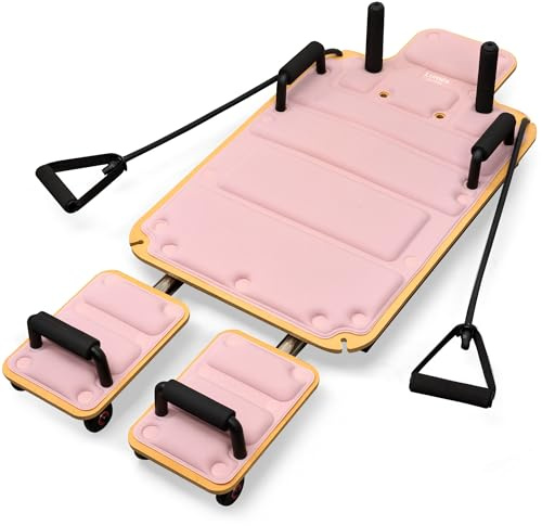 Pilates Board für Zuhause aus Holz – bis 200 kg belastbar | Ganzkörpertraining mit Widerstand für Bauch, Beine & Po | leicht (7,5 kg) & platzsparend – inkl. Übungen