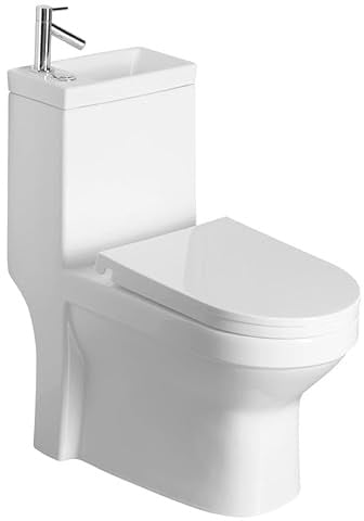 HYGIE WC compacto con lavabo, cerámica, blanco, 36,5 x 78 x 72 cm, tapa de cierre suave