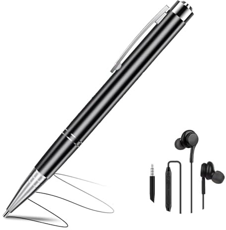 128 GB Digitales Diktiergerät, 1600 Stunden Aufnahmezeit, 360-Grad-Soundaufnahme, EIN-Knopf-Aufnahme, Sprachaktivierung, AI-Rauschunterdrückung, ideal für Unterricht und Meetings