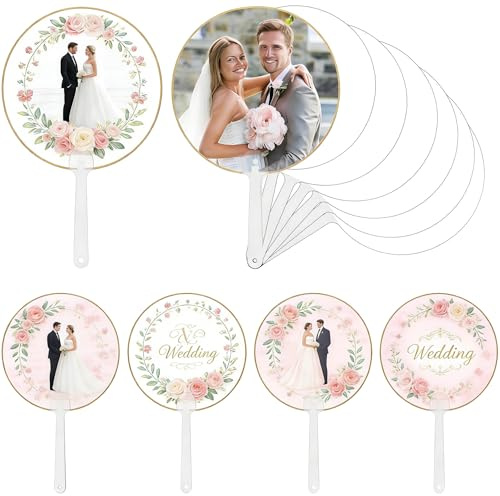 Personalised Wedding Fans with Face Cutout & Photo Text – Blank Sublimation Fan Kits 1-10 Pieces for Church Ceremony, Graduation Décor & Birthday Party Favours – Custom Hand Fans