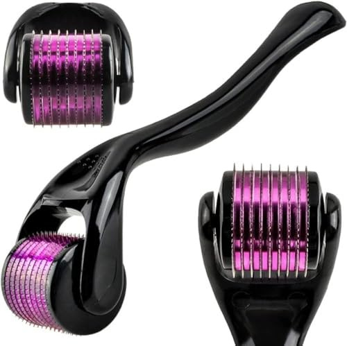 PARENCE. Derma Roller 0,3 mm – Rouleau de Massage Visage et Barbe – 540 Mini Picots 0,3 mm – Poignée Ergonomique – Noir