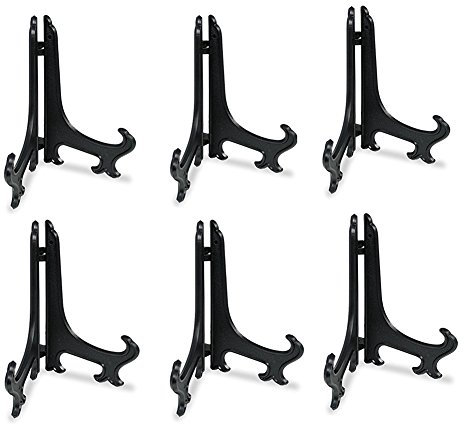 Tincogo 8 Zoll Schwarz Kunststoff Tellerständer Tellerhalter Telleraufsteller Dekoteller Halter Bilderrahmen ständer,6 Stück
