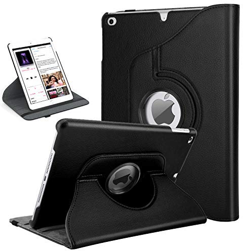 TiMOVO Hülle Kompatibel mit iPad 9.7 2018/2017, iPad Air 2, iPad Air, 360 Grad Drehung Schutzhülle Lederhülle Drehbar Ständer Auto Schlaf/Aufwach für iPad 5/6th Gen/iPad Air 1/2 - Schwarz