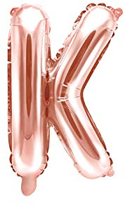 PartyDeco Folienballon Buchstabe K Roségold-Geburtstag Hochzeit Jahrestag Folienballon Buchstabe K- Rosegold Größe ca. 35 cm Verlobung Silvesterparty Folienballon Deko