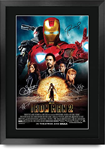 HWC Trading A3 FR Iron Man 2 Robert Downey Jr und Cast Geschenke Printed Poster Autogramm Bild für Film-Memorabilia Fans - A3 Eingerahmt