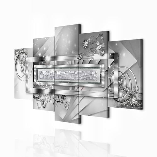decomonkey Wandbilder Abstrakt 200x100 cm 5 Teilig Leinwandbilder Wanddeko | Bild auf Leinwand, Kunstdruck, Wohnzimmer, Wanddekoration, Ornament, Modern