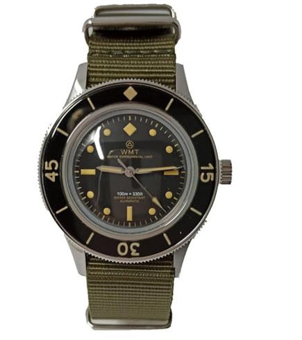 Walter Mitt Sea Wolf Automatik, Schwar Stahl NATO-Gewebe Militär Schwarz Herren Uhr