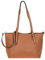Alessandro Salvatore Handtasche Damen Shopper Schultertasche A4 Tasche Umhängetasche Kunstleder Büro Freizeit Arbeit Schule bag 5732 + Schlüßelmäppchen (Cognac)