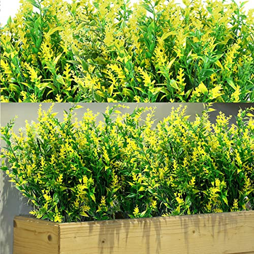 WILLBOND Lot de 12 Plantes de Lavande artificielles résistantes aux UV pour Arrangement Floral, Centre de Table, décoration de Jardin (Jaune)