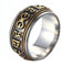 HIJONES Herren Edelstahl Vintage Buddhistisches Tibetisches Mantra Om Mani Padme Hum Gebet Rotierbares Schwarzes Gold Größe 60
