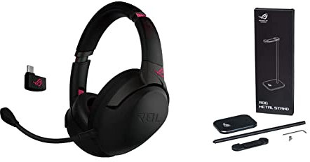 ASUS ROG Strix GO 2.4 - Auriculares Gaming inalámbricos ROG Metal Stand - Soporte metálico para Auriculares ROG Gaming con pies de Goma y 27,5 cm de Altura, Negro