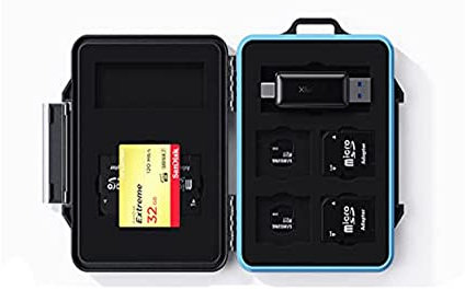 iDsonix 15 Slots Portable SD Card Holder, Water-Resistant/Anti-Shock SD Card Case Storage for TF/CF Card, Memory Card Holder Case with Carabiner