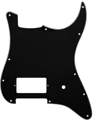 Musiclily Pro 11 Löcher Strat Pickguard 1 Covered Humbucker Gitarren Schlagbrett für Fender USA/Mexico Tom Delonge Strat Style E-Gitarre, 3-lagig Schwarz