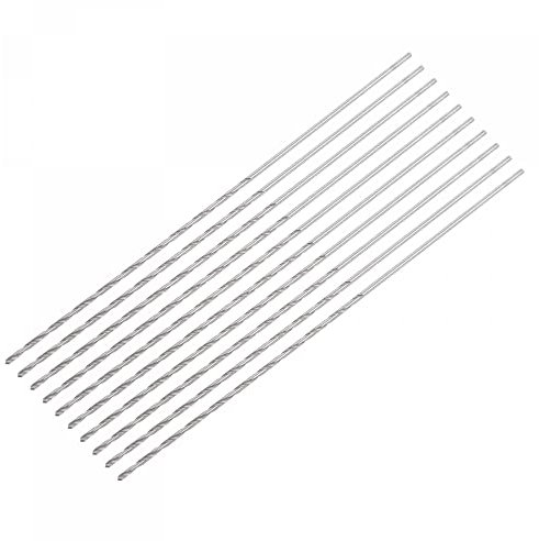 sourcing map 10 Pcs 0.7mm Mini Micro Twist Drill Bits, High-Speed Steel Straight Shank Extra Long Drill Bit 60mm for Aluminum Alloy