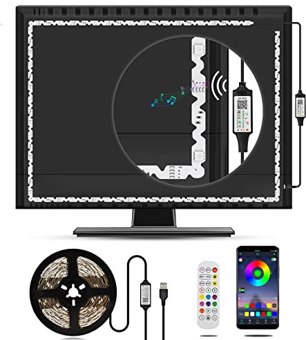 DANCRA 3M USB RGB LED TV Backlight, 32 Computer Monitor Light, App Control, Sync to Music, Indoor Use