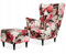 Family Meble Ohrensessel mit Hocker, Modell Print, Skandinavisch, Relaxsessel aus Webstoff, Loungesessel, Ohrensessel mit Hocker, Bequemer Sessel, Für Wohnzimmer, Esszimmer, Schlafzimmer, Blumen 5