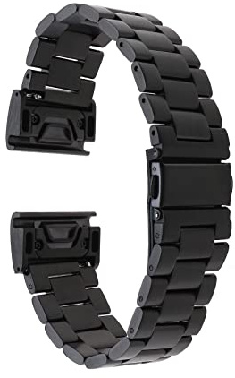 EMSea Watch Strap Replacement Compatible with Garmin Fenix 7X Sapphire Solar/Fenix 7X Solar Tactix 7 Pro Stainless Steel Watch Band 130-235mm Black