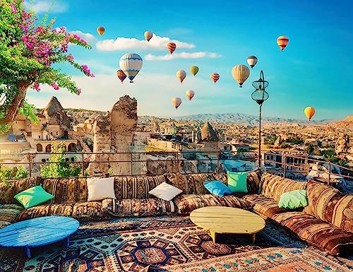 adrium Poster-Bild 80 x 60 cm: Heißluftballons fliegen über Kappadokien, Türkei (175022582)