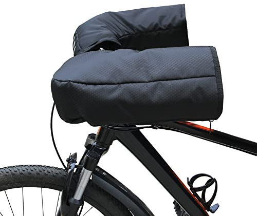 LFDecor Mitaines de guidon de vélo - Coupe-vent réfléchissant - Avec poche zippée - Pour homme et femme - Noir, M