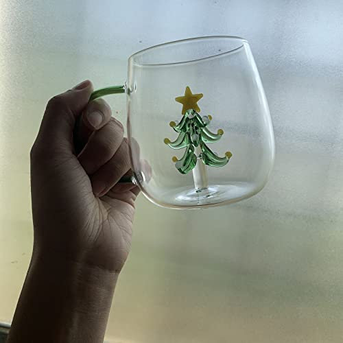 Scizorito 3D Coffee Cup Crystal Animal Inner Gift Party Office Morning Mug for Milk Chocolate Cappuccino, Suitable for Home Office Decoration (Festive Tree Cup)