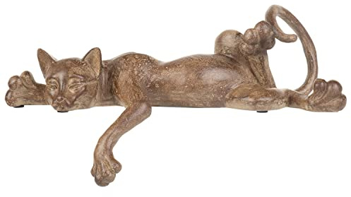 Moritz Deko-Figur Katze ruht Sich aus Kantenhocker aus Polyresin braun Dekorations Idee Standdeko Tierwelt Statue Haustier Skulptur