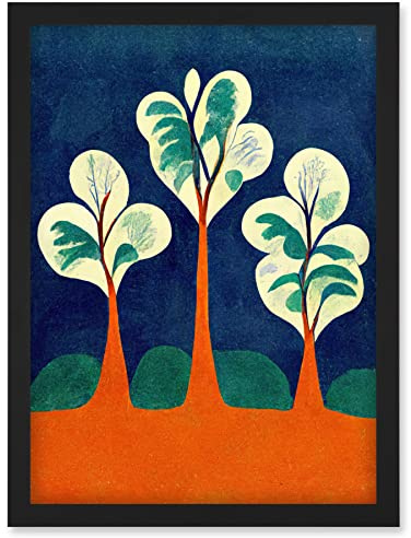 Doppelganger33 LTD Henri Matisse Style Trees Fauvist Orange And Blue Artwork Framed Wall Art Print A4