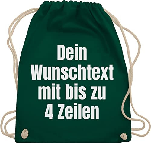 Turnbeutel Rucksack - Aufdruck selbst gestalten - Wunschtext I Eigener Text I Custom Text - Unisize - Dunkelgrün - personalisierter beutel stoffbeutel name personalisierte datum beuteltasche