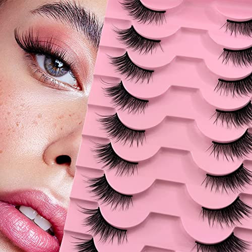 10 Paare 3D Falsche Wimpern, Halbe Wimper Katzenauge Natürliche Look, Handgemachte Extension Ecke Wimpern, Natürliche Künstliche Wimpern Set, für Täglich Mottoparty, Karneval (Half-A02)