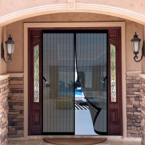 Moustiquaire Porte Fenetre Rideau 65 x 195 cm Maille Ultra Fine Moustiquaire Empêche Les Insectes D'Entrer Rideaux Anti Mouche pour Portes Balcon Cave Salon Camping car, Noir