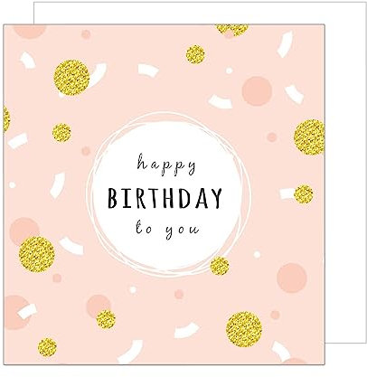 Edition Seidel Premium quadratische Geburtstagskarte mit Umschlag. Glückwunschkarte Happy Birthday Karte Geburtstag Mann Frau Teenager Punkte Lametta Rosé Gold (GQ111)