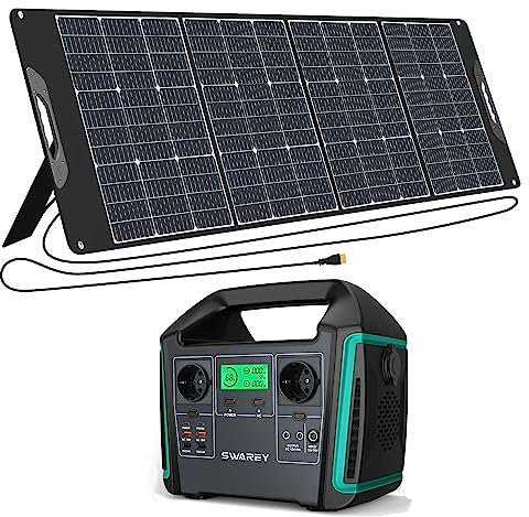 SWAREY Generateur Electrique Portable 726Wh avec Panneau Solaire 200W Groupe électrogène 1000W(1500W Pic) Kit Solaire avec Batterie 220V Onde Sinusoïdale