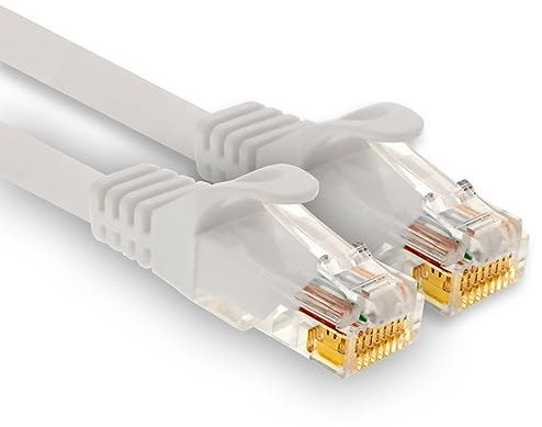 1aTTack.de - 1 cable de red Cat7 de 25 m, Cat.7 Ethernet, LAN y Cat 7 para una velocidad máxima de Internet y conecta todos los dispositivos con conector RJ 45 hembra blanco